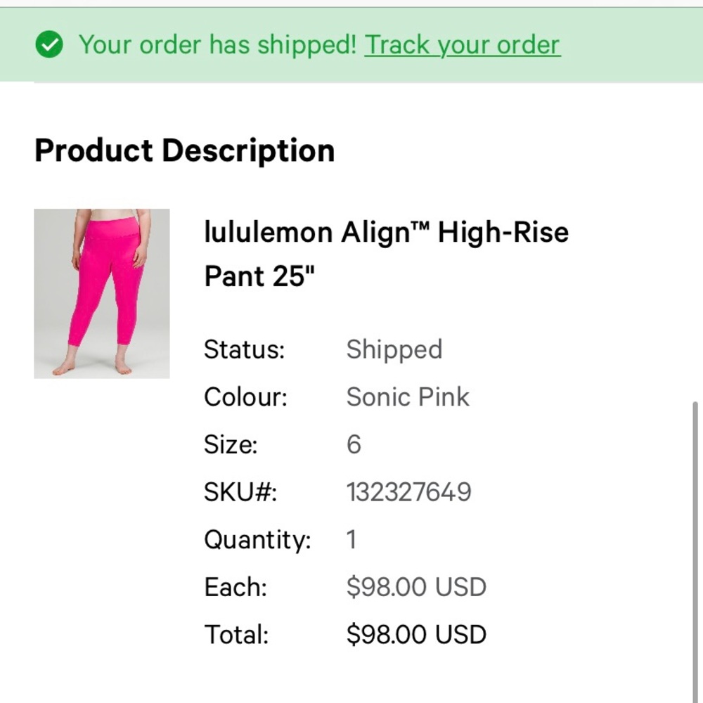 Sonic Pink Lululemon Aligns